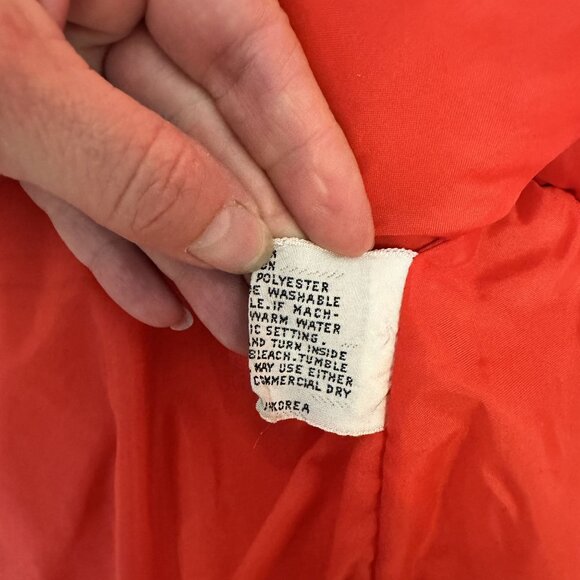 Vtg Chevron Colorblock Puffer Vest Red Orange Yellow Insulated Retro 70s Small - Picture 10 of 11